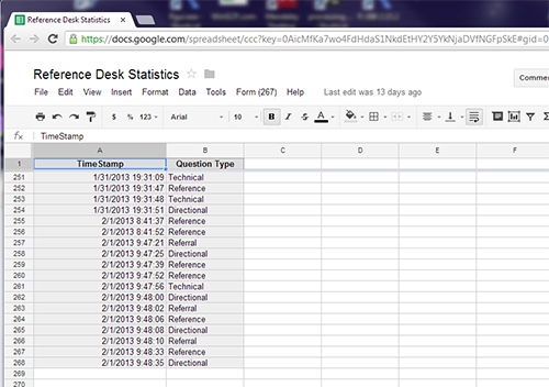 Google form spreadsheet view