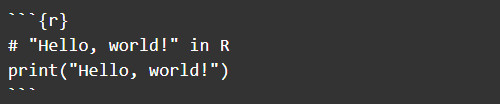 The R code snippet is denoted between the ``` markers. 