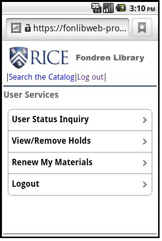 Figure 3: User Services page