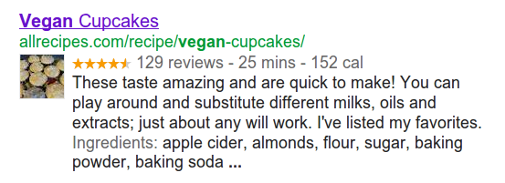 Rich Snippet for Vegan Cupcakes