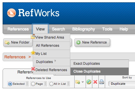 refworks dedup option