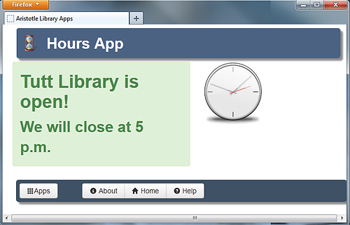 Figure 4. Screenshot of Library Hours App