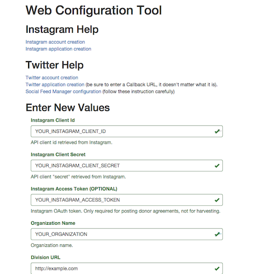 Figure 8. Screenshot of web configuration tool