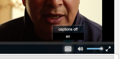 A screenshot of the options displayed when selecting the Closed Captioning button, off or English