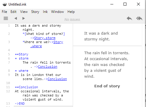 Inklewriter screenshot