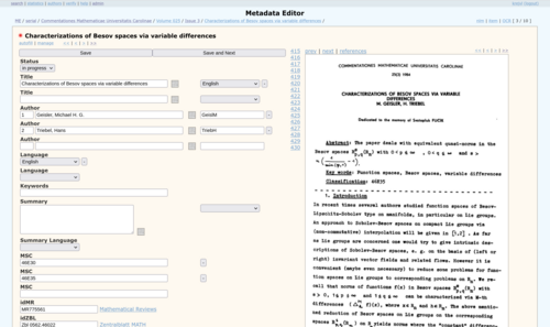 Figure 1. Metadata Editor (ME), editing an article.